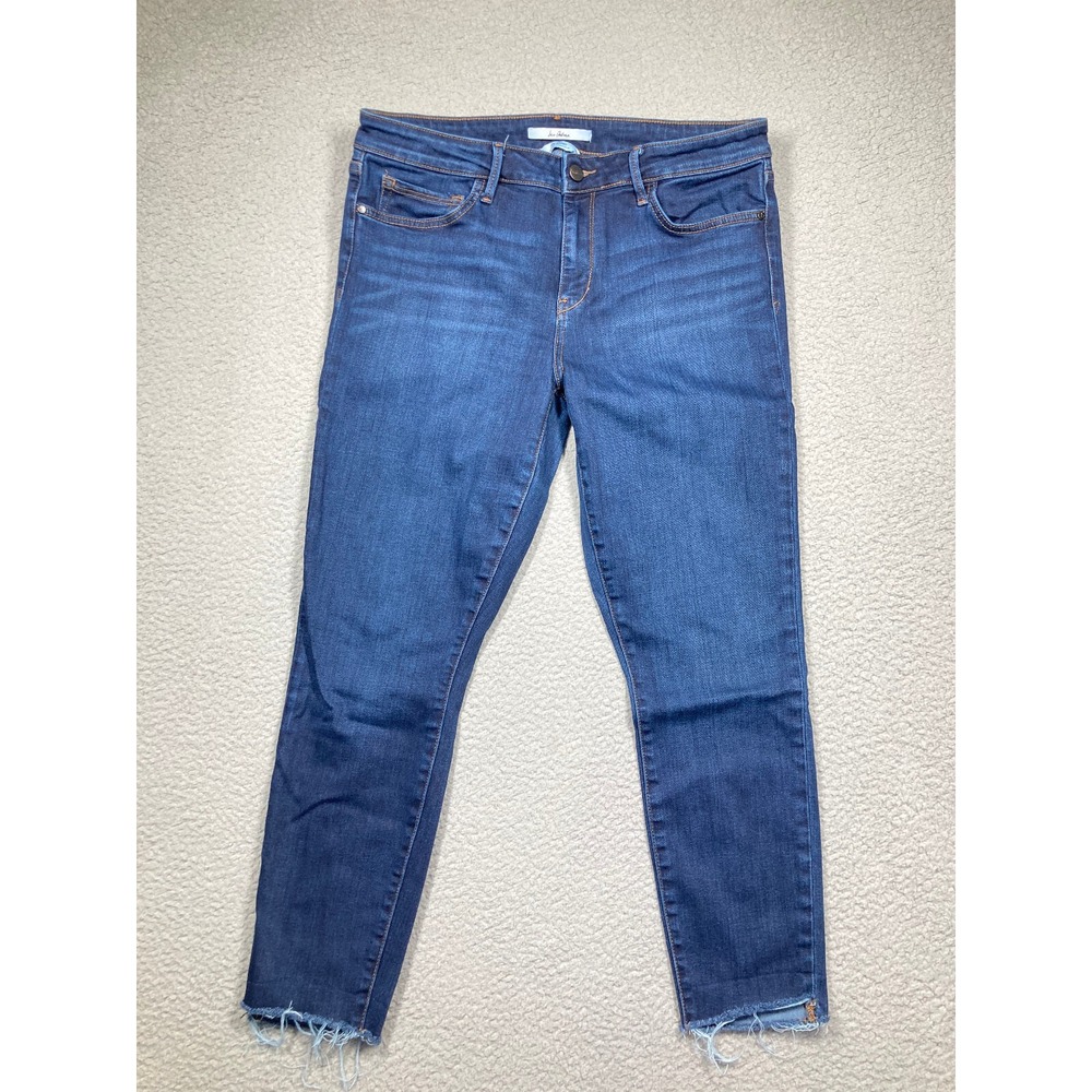 Sam Edelman Jeans Women's 31 Blue The Kitten Mid Rise Skinny Crop Frayed Hem